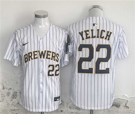 Mens Milwaukee Brewers #22 Christian Yelich White Alternate Limited Stitched Jersey